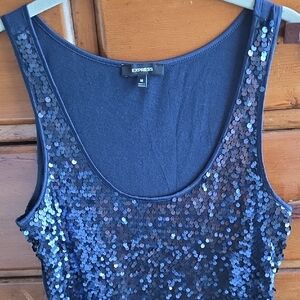 Express Midnight Blue Sequin Tank Top